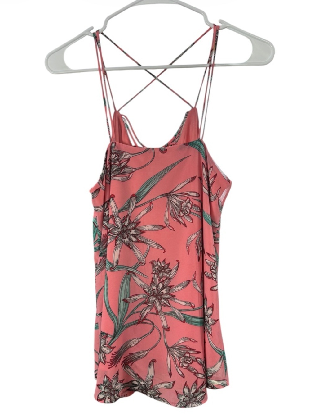 JAPNA Floral Strappy V-Neck Cami Tank Blouse - Size Medium